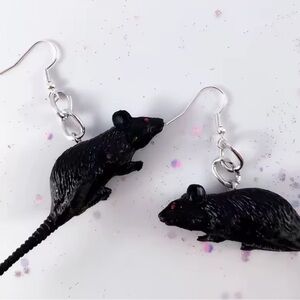 Cute Black Rat Mouse Earrings